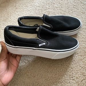 black platform slip on vans